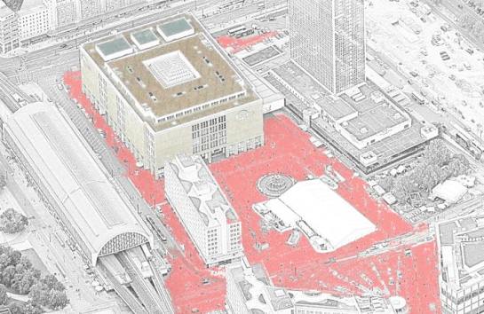 Alexanderplatz y el gran almacen (el color rojo no es el original...)