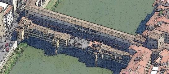 Vista desde el lado opuesto, con la plaza en el centro del puente