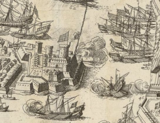 El castillo del Santo Angel en el mapa de 1645