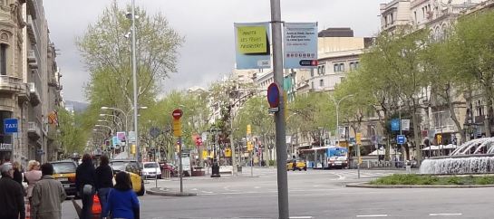 Ampliación de la imagen precedente; en realidad, el paseo cuenta con carriles centrales y carriles laterales para servicio local, separados por ramblas arboladas.