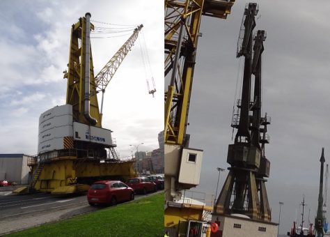 La nueva grua (izquerda) y las previas, aún en funcionamiento)