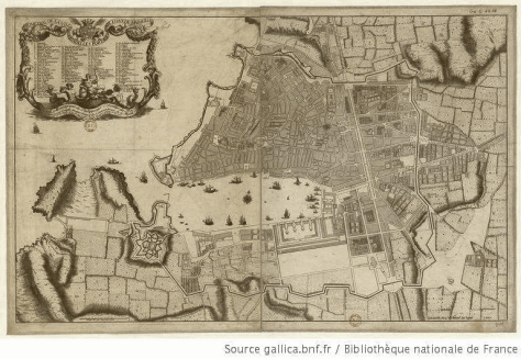 Marsella en 1743, aún concentrada al norte del puerto viejo