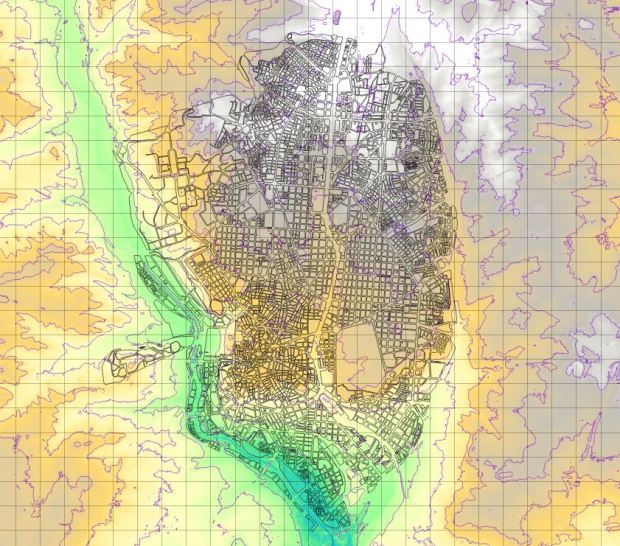 La ciudad central en su entorno